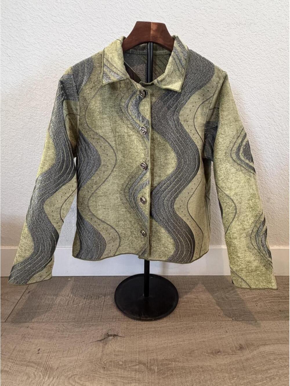 Vintage Winding River wavy print tapestry jacket